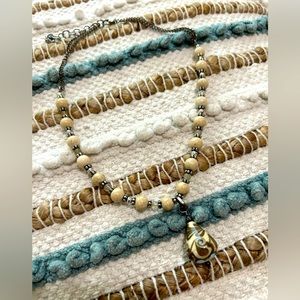 Beautiful unique hand painted bead necklace vintage one of a kind